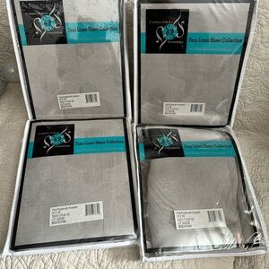 Faux Linen Sheer Collection in Gray